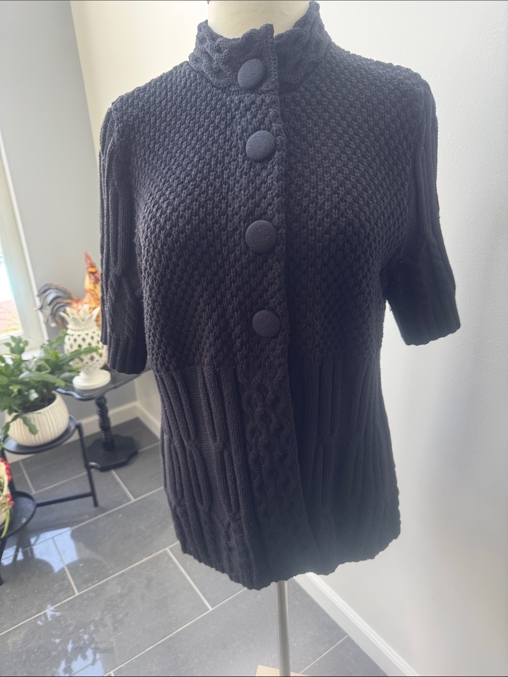 Apt9 Classic Women's Short-Sleeve Knit Cardigan - Black